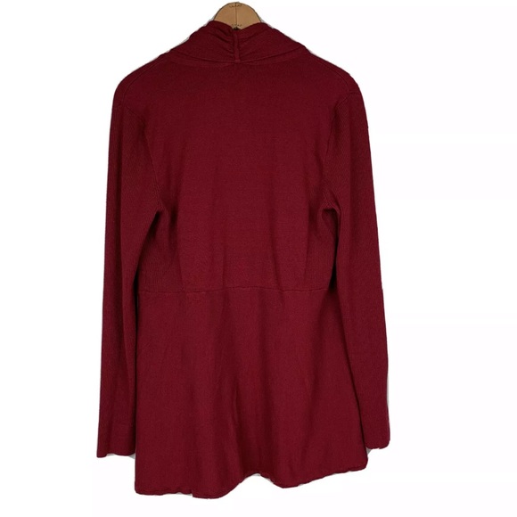 WHBM Red Cardigan Open Front Waterfall Pockets L - Picture 9 of 12